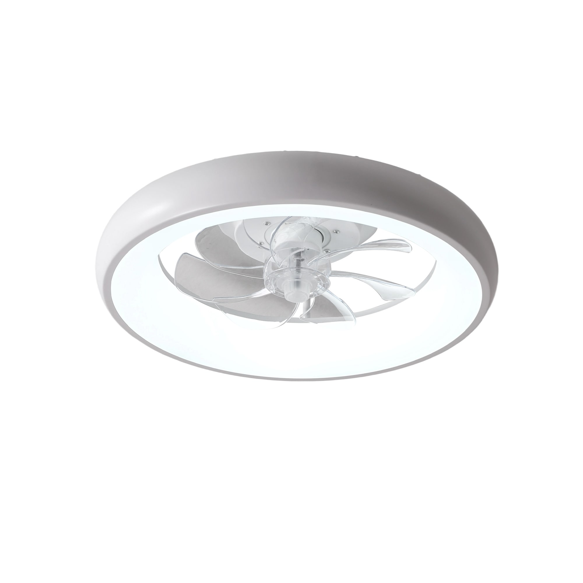 18.5" Matte White Dimmable Fan Light, 7 Blades Celling Fan With Light