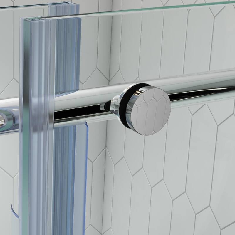 Seawin 52 - 56 in. W x 77 in. H Cosmo Frameless Shower Door 3/8 inch (10 mm) Thick Clear Tempered Glass with NanoShield Coating