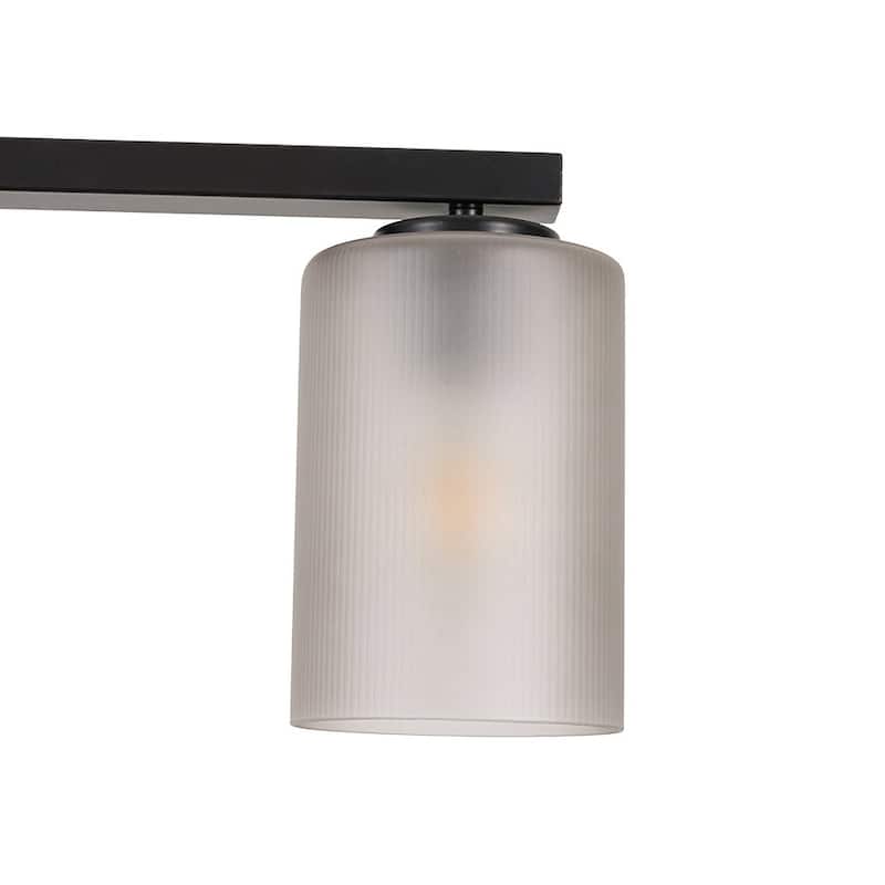 Modern Rustic 5-Light Frosted Ribbed Glass Linear Chandelier - 42.5 in