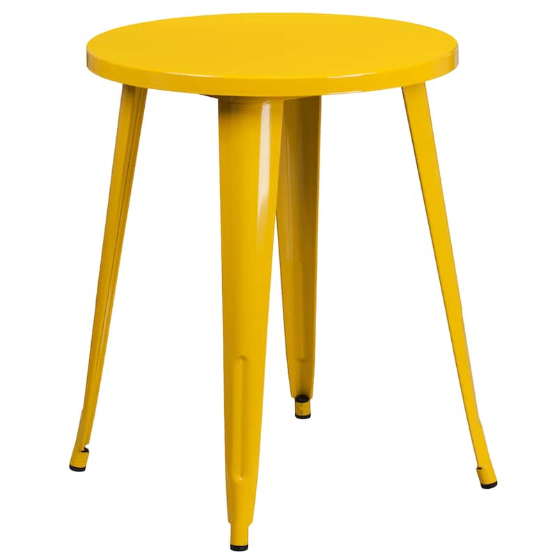 Steel Round Indoor/ Outdoor Table - 24"W x 24"D x 29"H - Yellow