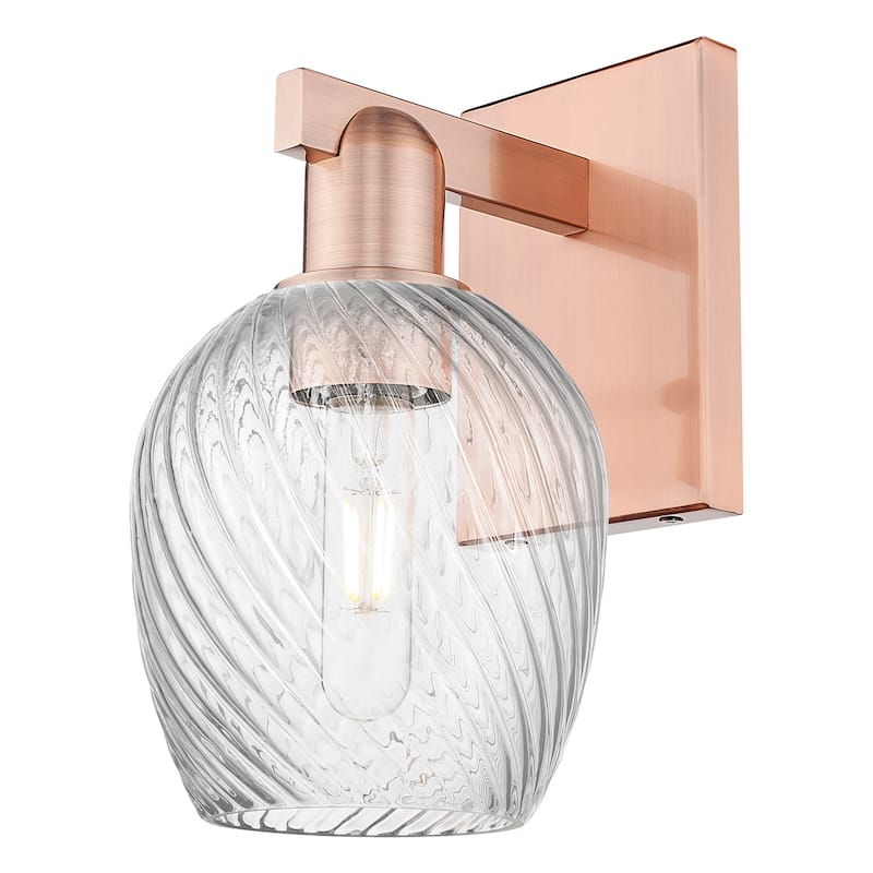 Innovations Lighting 716-1W-12-6 Salina Sconce Salina 12" Tall Wall - Antique Copper / Clear Spiral Fluted
