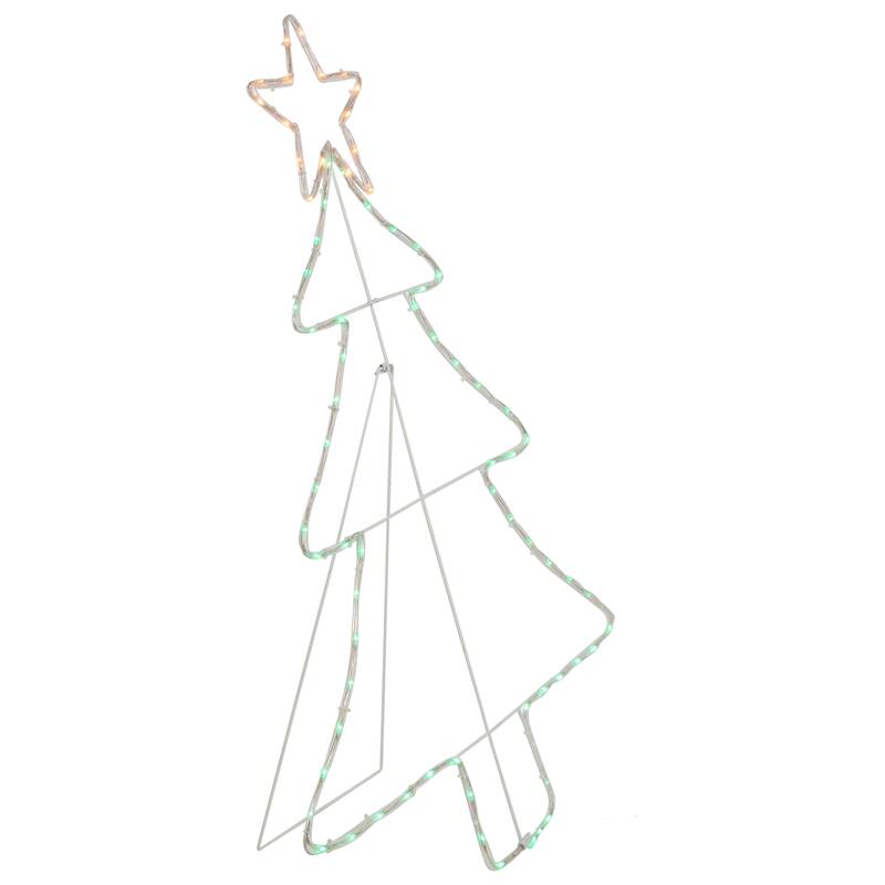 38.5" Lighted Christmas Tree Silhouette Outdoor Christmas Decor - White