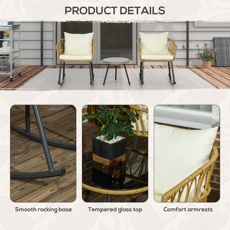 3 Piece Bistro Set with Cushions