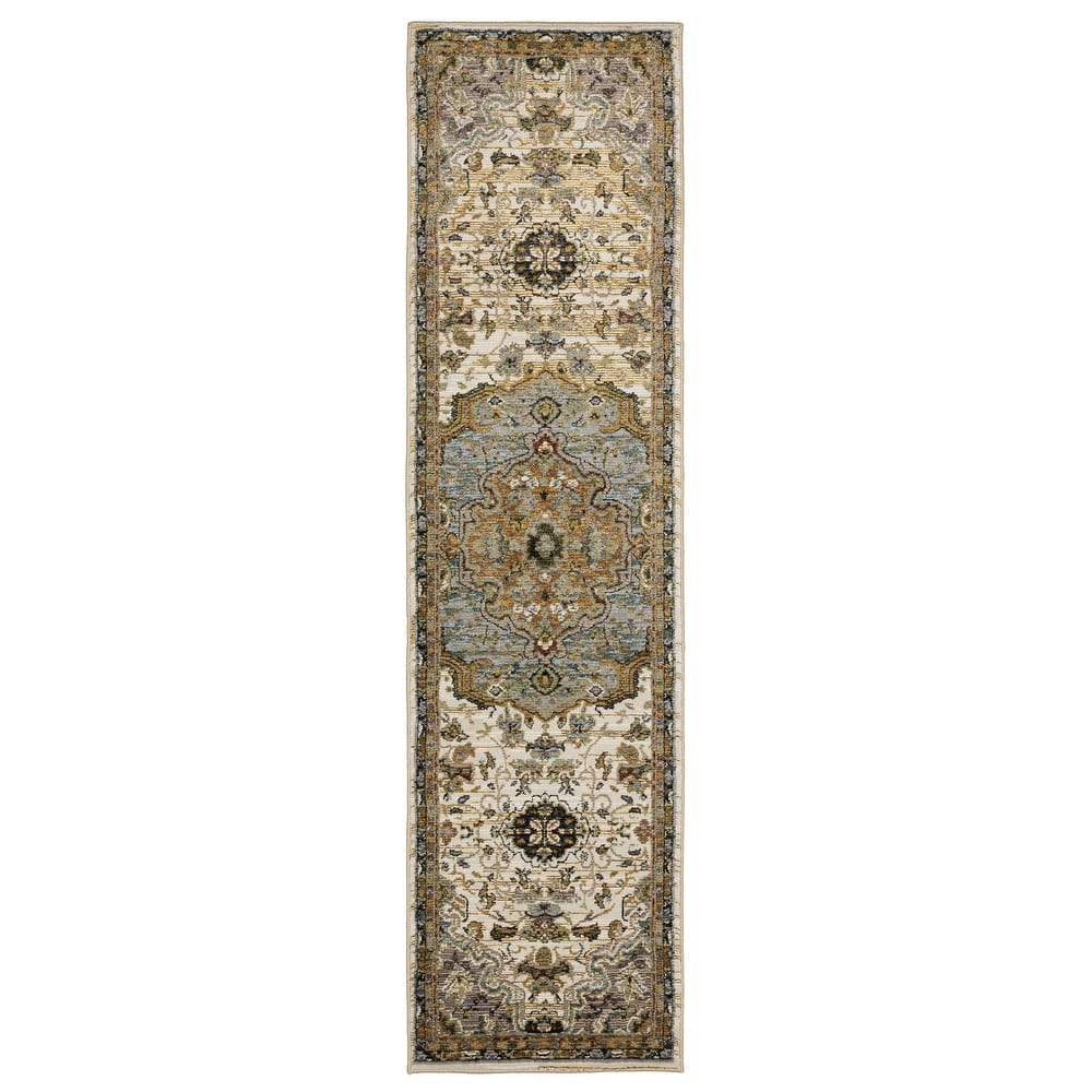Style Haven Adalynn Center Medallion Ivory/ Blue Area Rug