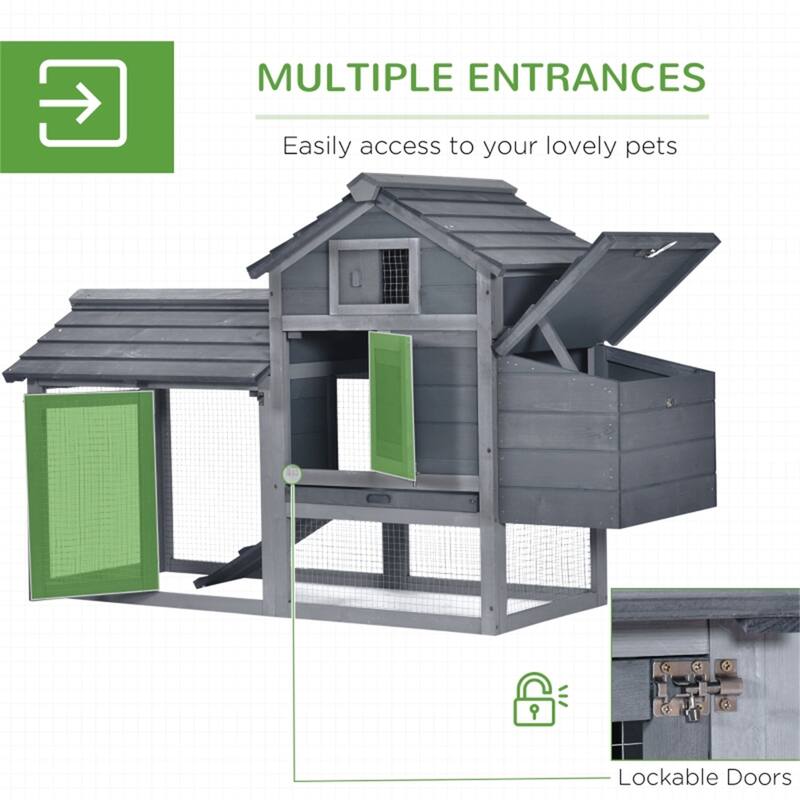 Compact Fir Wood Chicken Coop with Elevated House, Nesting Box, and Ramp