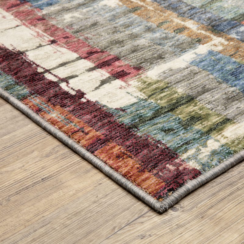 Tobias Modern Abstract Grid Multi-colored Area Rug