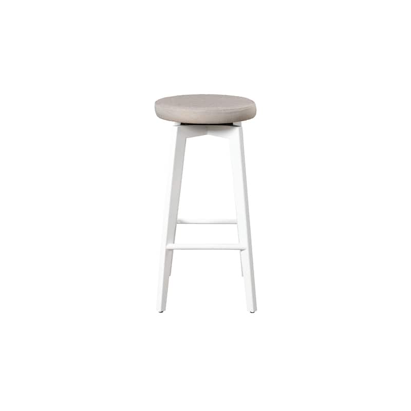 LuXeo Serena Bar Stool Wood Legs with Upholstered Fabric Seat (Set of 2)