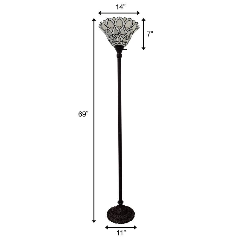 Tiffany Style 69" Jeweled Peacock Floor Torchiere Lamp Amora AM071FL14