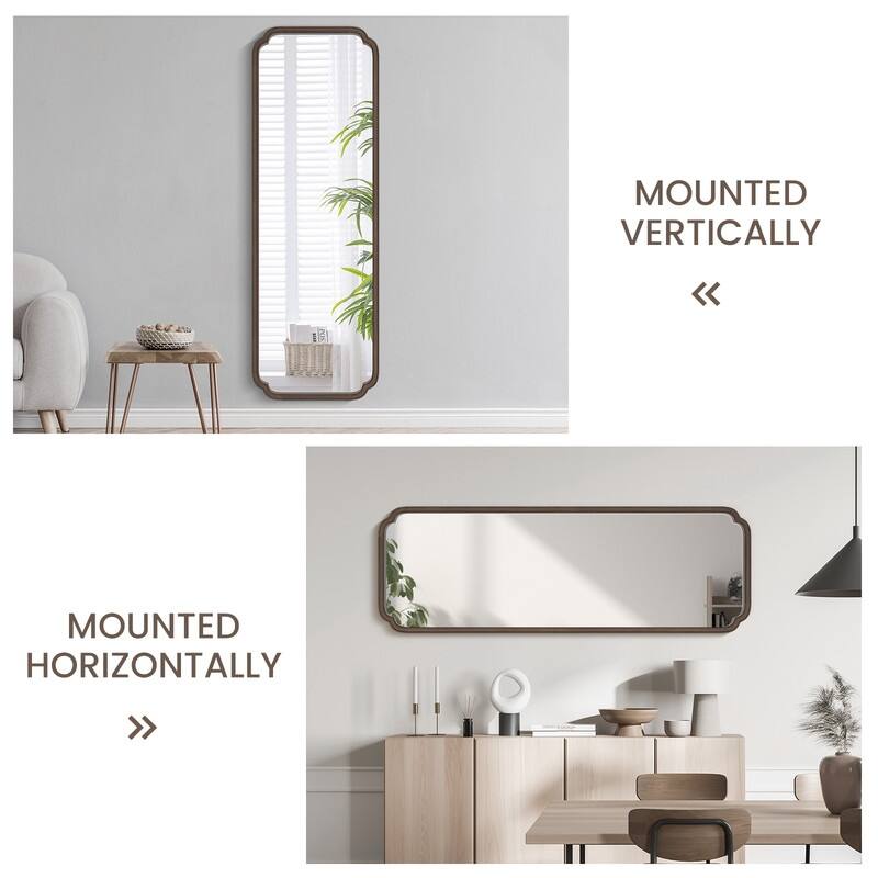 Farmhouse Full-length Mirror with Walnut Frame
