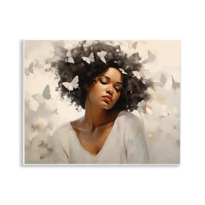 Stupell Woman with White Butterflies Wall Plaque Art Design By Arlington Prints