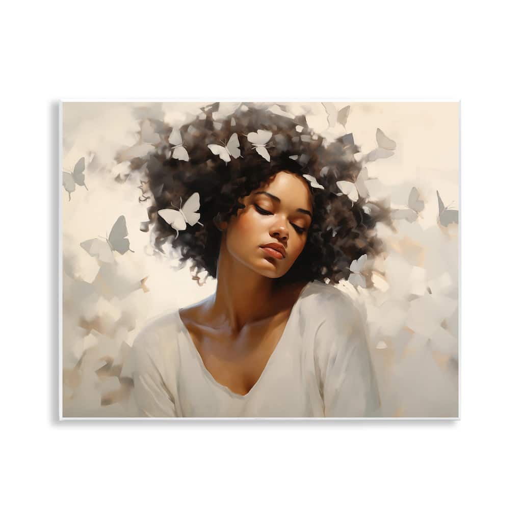 Stupell Woman with White Butterflies Wall Plaque Art Design By Arlington Prints