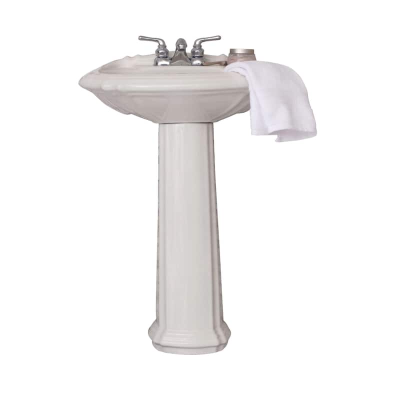 Fine Fixtures Ceramic 22-inch White Pedestal Sink - 22"