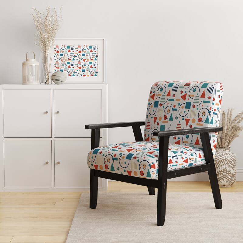 Designart "Multicolor Trendy Geometric " Upholstered Patterned Accent Chair and Arm Chair