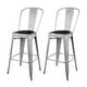 preview thumbnail 18 of 24, High Back Metal Barstool with Black/Brown Leather Cushion-Set of 2