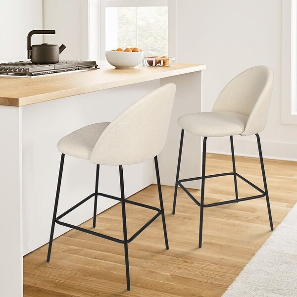 Nano Upholstered 25 inch Metal Frame Counter Stool Set of 2 36