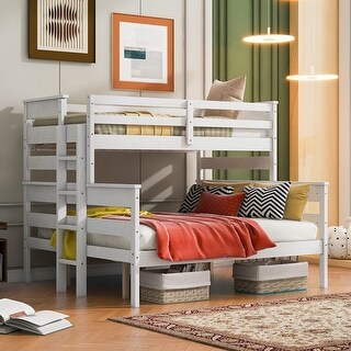 Wood Twin XL over Queen Bunk Bed with Ladder - Bed Bath & Beyond - 39912437