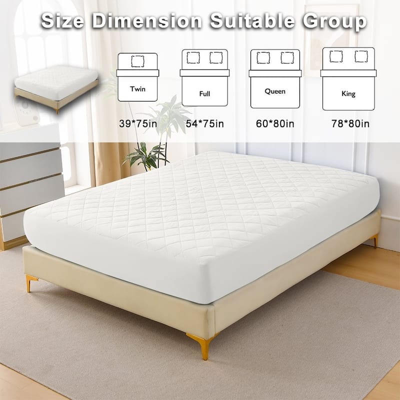 Ultra-Soft Waterproof Quilted Mattress Protector Mattress Pad Protector Cover,Multiple color(Pillowcase Not Included)