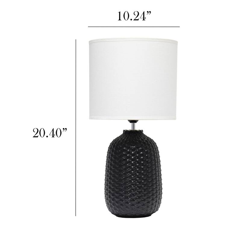 20.4" Purled Texture Lamp with White Fabric Shade