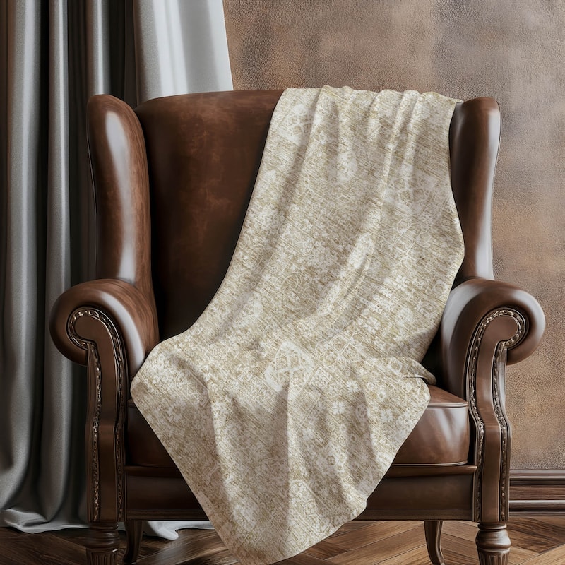 Premium Machine Washable Persian Panel Sherpa Throw Blanket