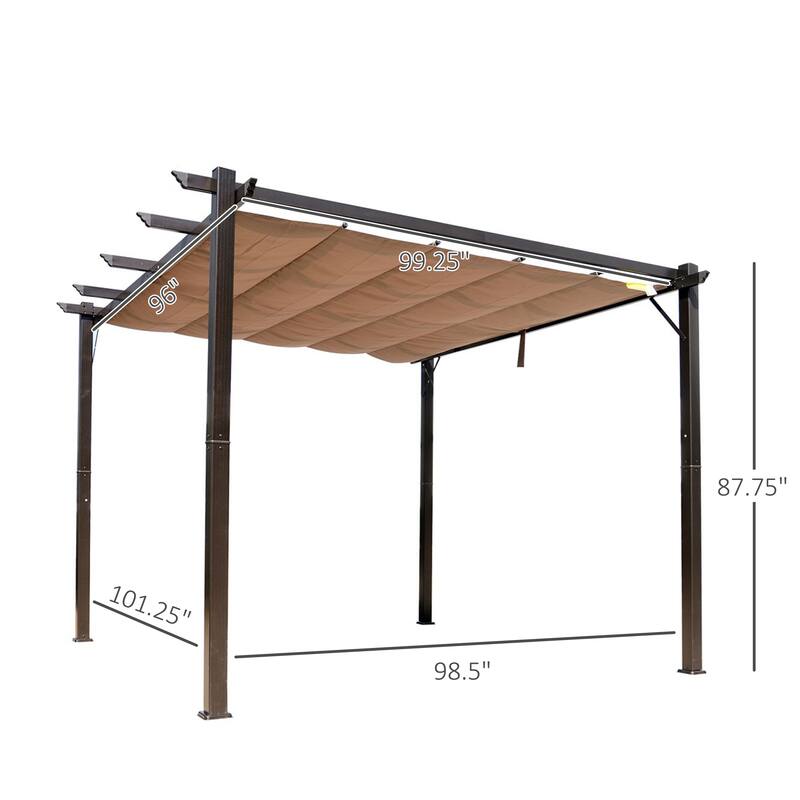 10x10 Retractable Aluminum Pergola with UV-Resistant Canopy for Outdoor Shade and Shelter