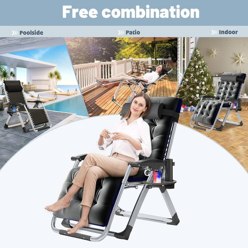 DoCred Zero Gravity Chair, Folding Lawn Chaise Recliner Lounge Chair