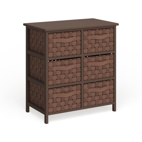 Porch & Den Haveford Woven Strap 6-drawer Brown Chest