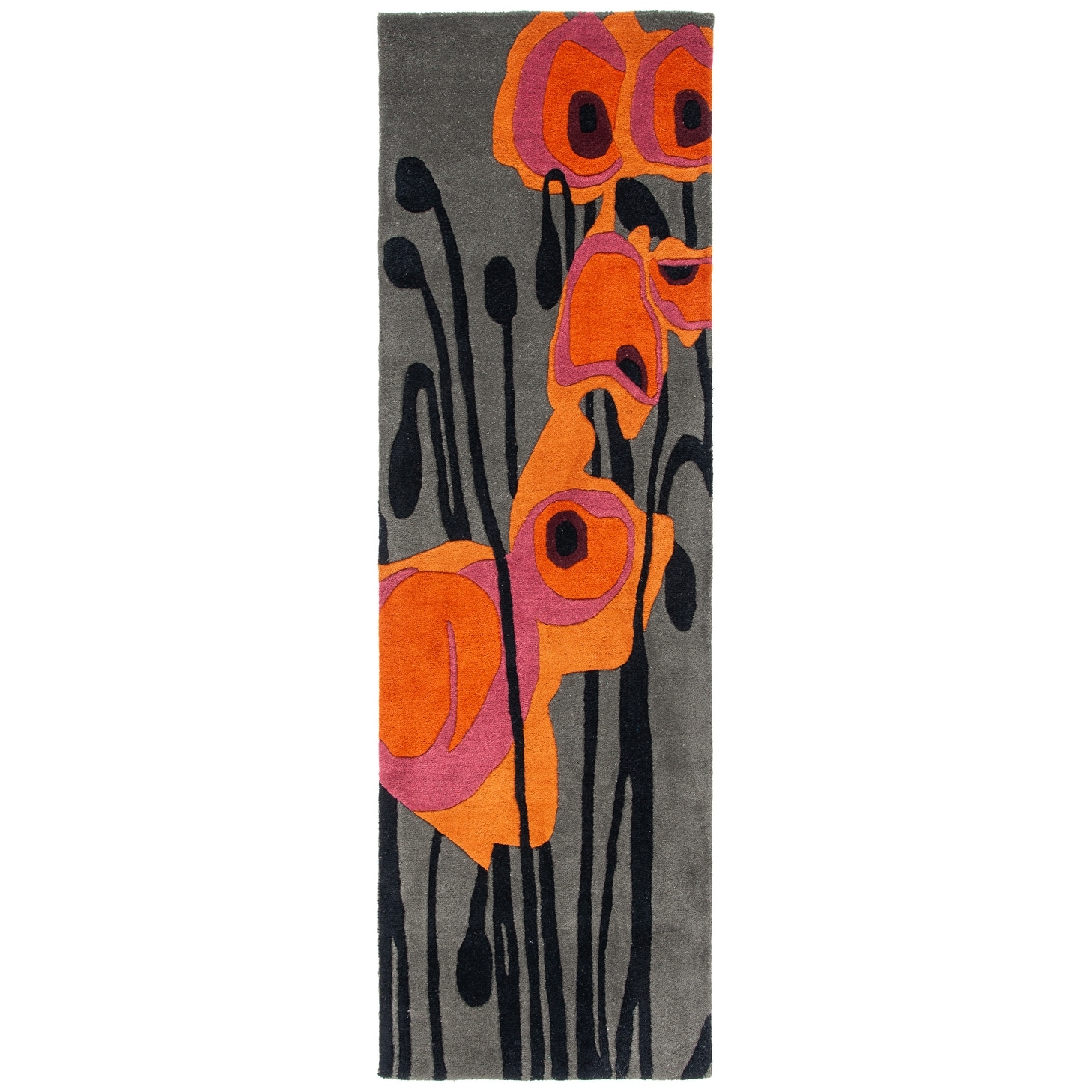 Orange Grey 2' x 3' Safavieh Soho Collection SOH853B Handmade Abstract Premium Wool & Viscose Accent Rug 