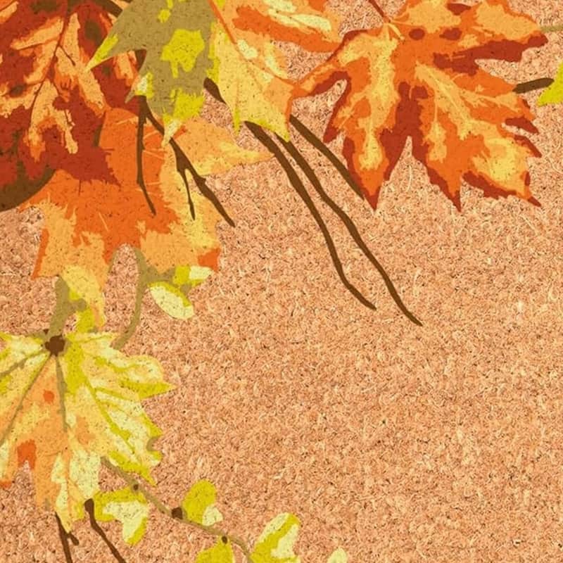 HomeRoots 24" X 36" Brown And Natural Fall Leaves Outdoor Coir Door Mat - 24.00' X '36.00