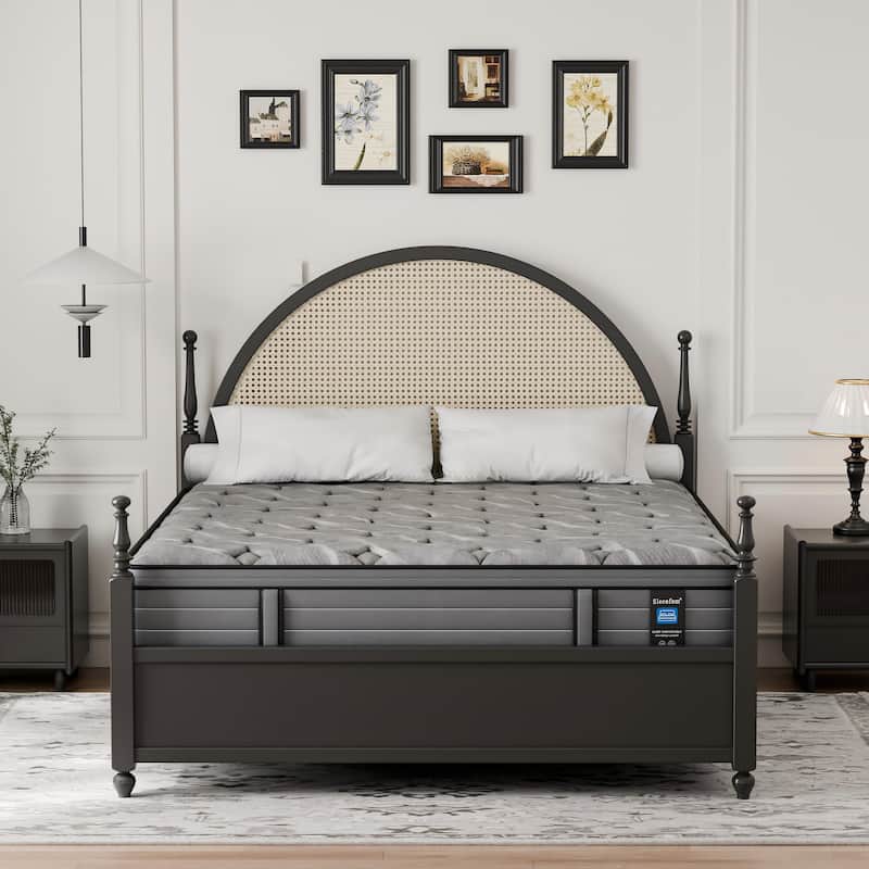 Modland 14 Inch Medium Hybrid Mattress, Euro Top - Fire-Safe CertiPUR-US Foams for Back Pain Relief, Twin/Full/Queen/King