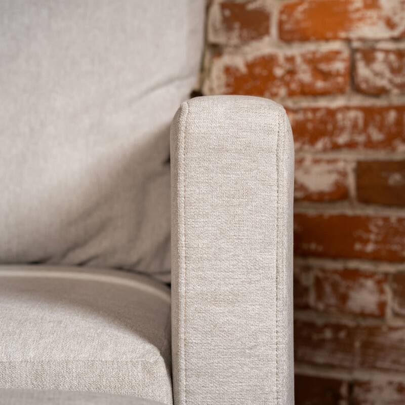 Flex Taupe Fabric 5-Seat Sectional with Narrow Arm and Storage Ottoman - 102" x 35" x 102"
