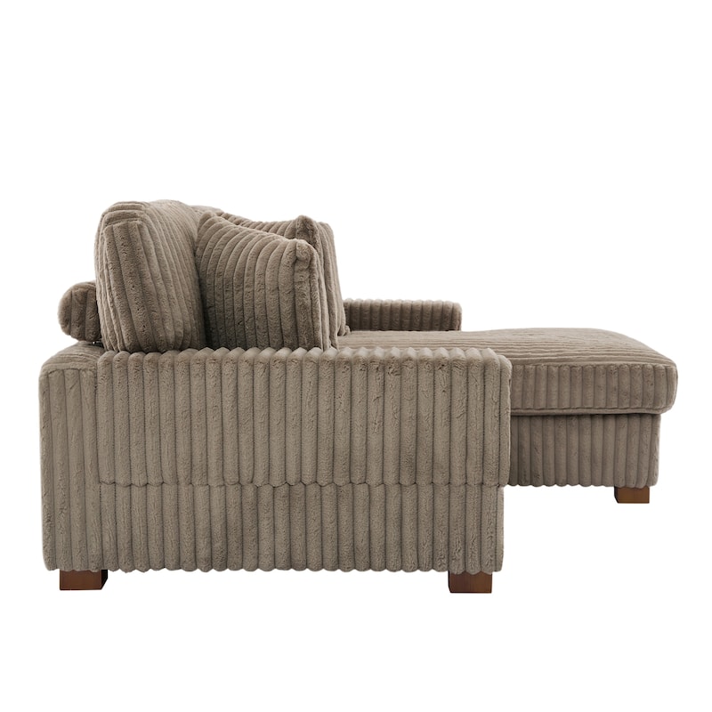 Upholstered Chenille Velvet L Shaped Couch Modular Sofa With Chaise Lounge