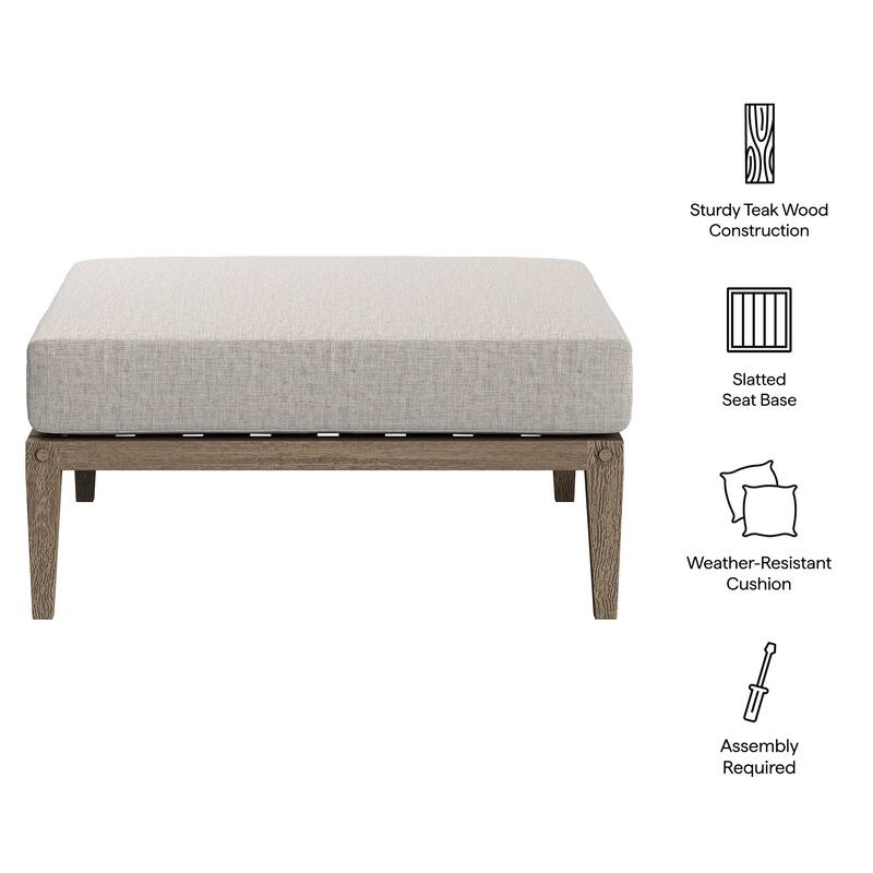 Northlake Outdoor Patio Teak Ottoman