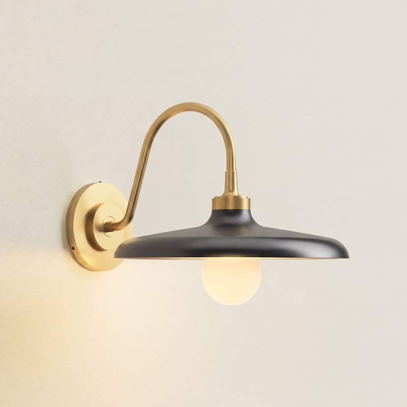 Arcoris Metal Wall Sconces - 12.5" Metal & Gold, Matte Black 1-Light Wall Lighting For Bathroom, Reading Nooks in Modern Style