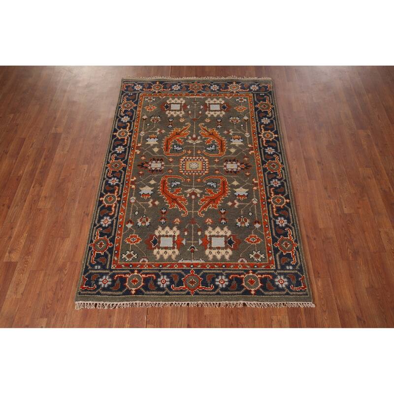 Oushak Oriental Area Rug Handmade Wool Carpet - 4'0"x 5'11"