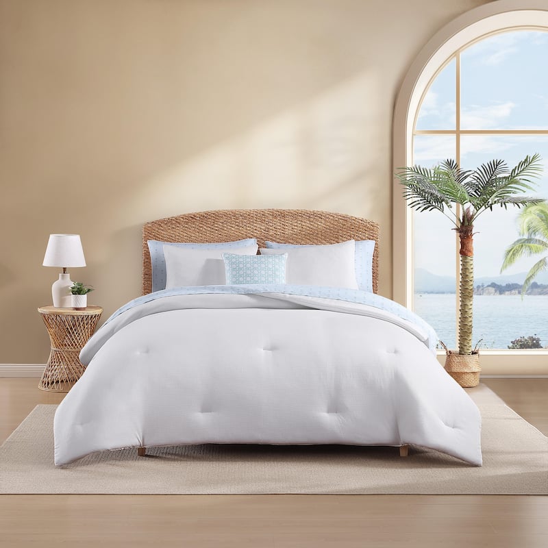 Tommy Bahama Seersucker Solid Reversible 8 Piece Comforter Bonus Set