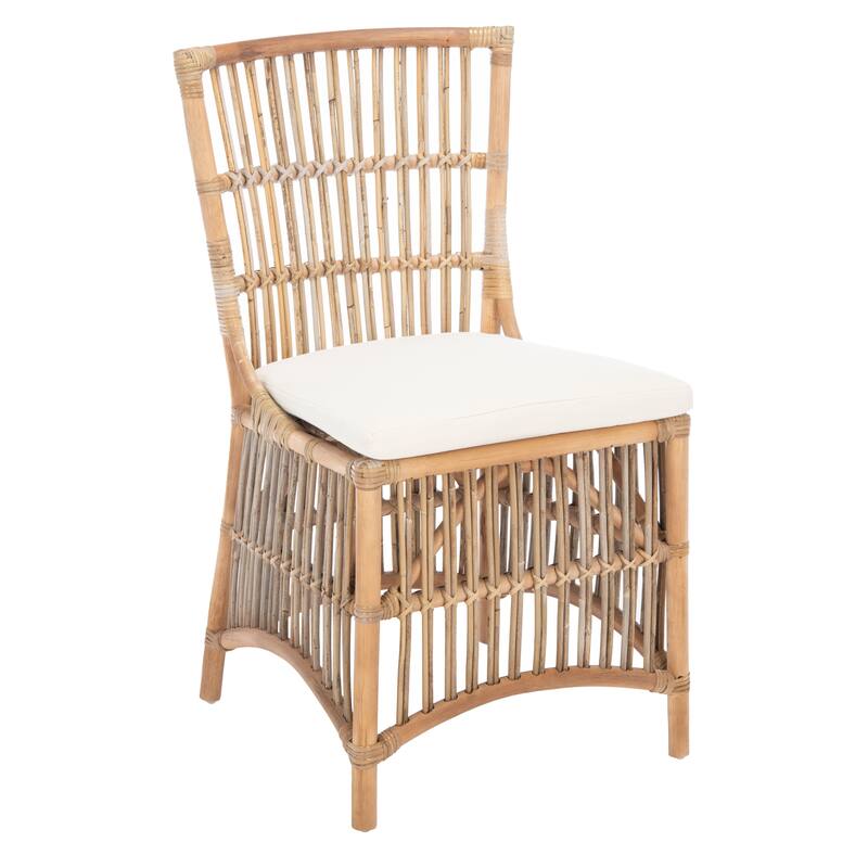 SAFAVIEH Patty Rattan Accent Chair with Cushion (Set of 2) - 19.7" W x 22.1" L x 35.4" H - 20Wx22Dx35H