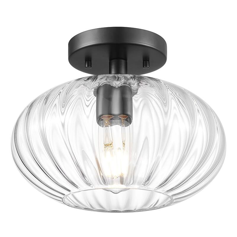 10.3" Dome Glass Flush Mount Modern Ceiling Light - Clear
