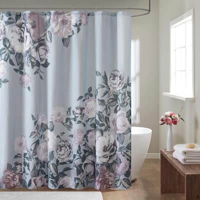 Madison Park Charlaine Cotton Floral Printed Shower Curtain