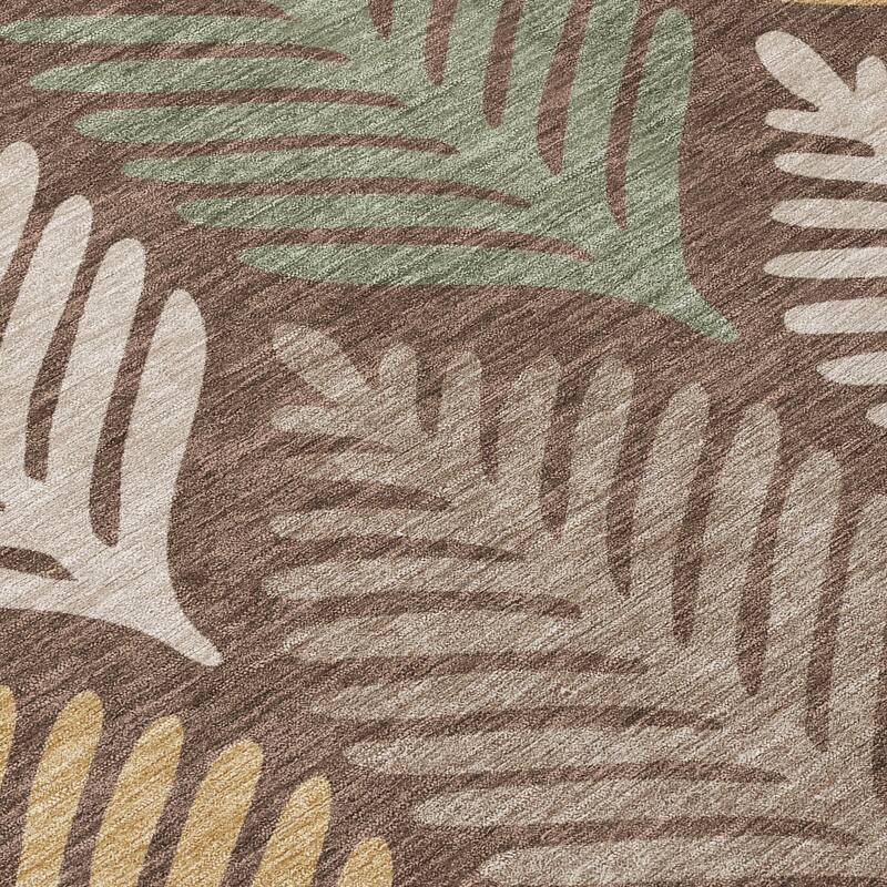 Machine Washable Indoor/ Outdoor Modern Fern Chantille Rug