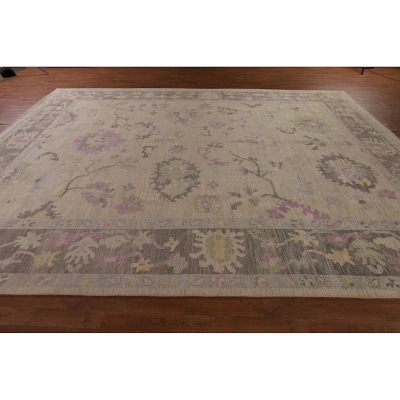 Vegetable Dye Oushak Turkish Large Area Rug Hand-Knotted Wool Carpet - 10'0" x 13'11"
