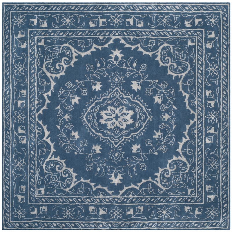 SAFAVIEH Handmade Glamour Gudmundina Modern Viscose Rug - 6' Square - Blue