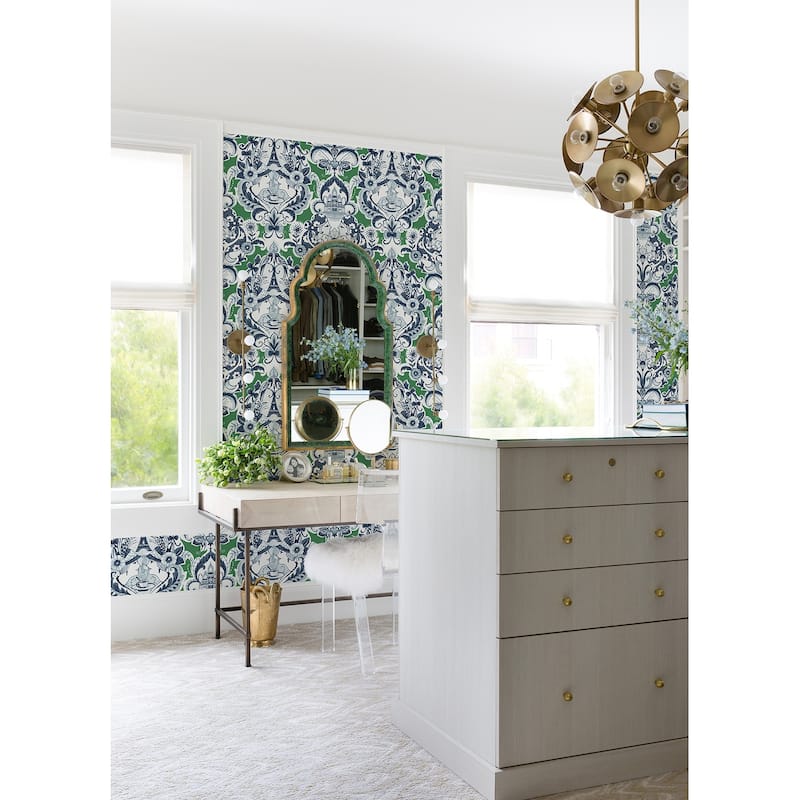 A-Street Prints Sadie Green Parisian Damask Wallpaper