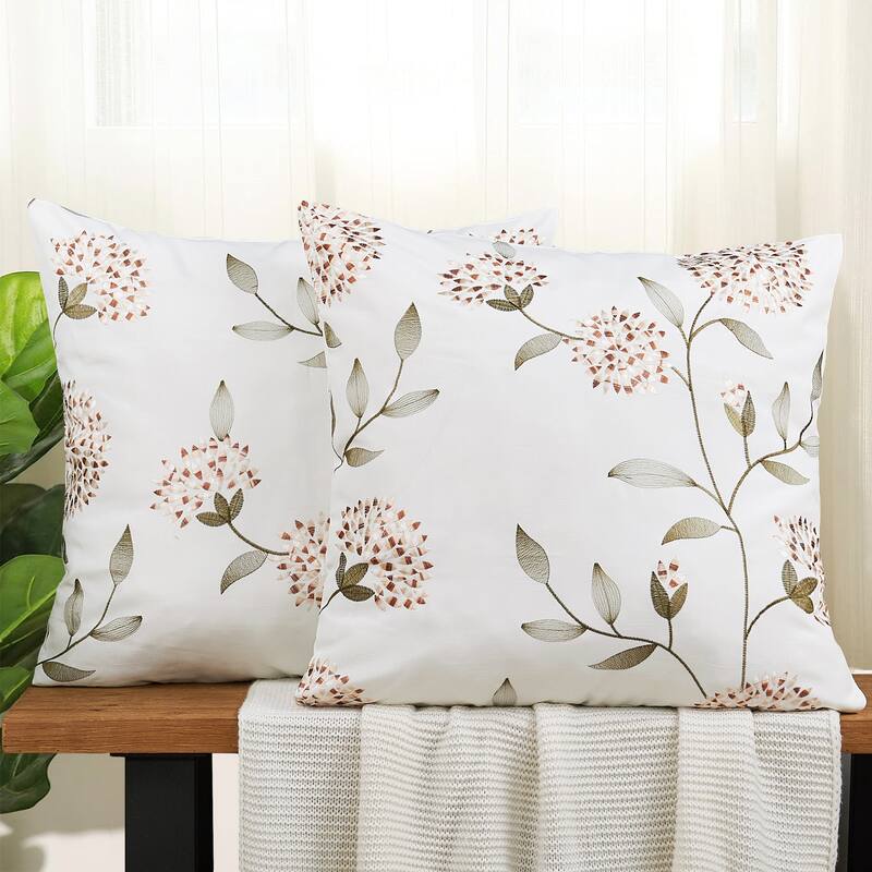 Canvas Pillow Shells with Sunflower Adornments (Set of 2), NO INSERT