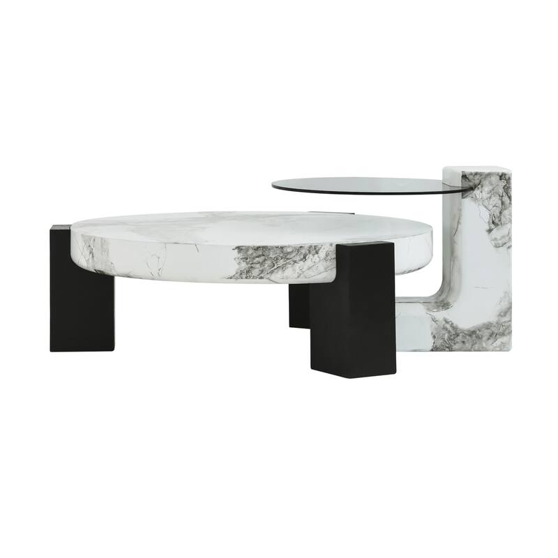 Artistic Industrial Style Nesting Coffee Table Set of 2 Round Side Table Sofa Table