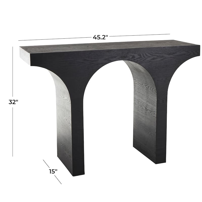 Wood Abstract Cutout Arch Console Table - Black - Roche River Decor - 15"Wx45"Lx32"H