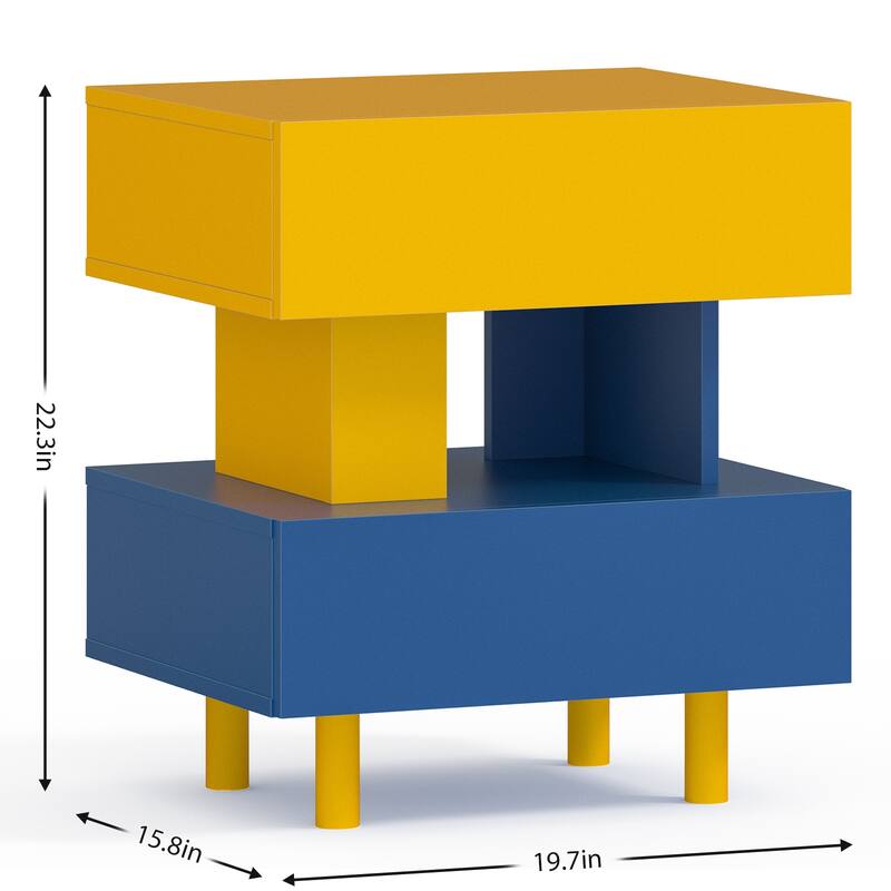 Modern Nightstand End Side Table with Large Storage Space Bedside Table for Bedroom Living Room