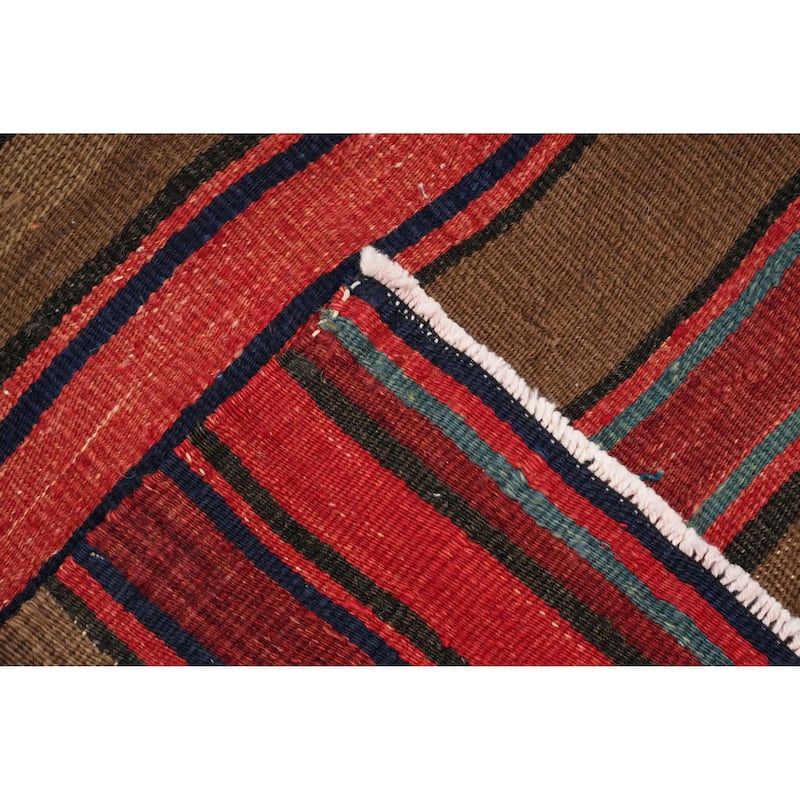 Hand Woven Oriental 100% Wool Carpet Southwestern Geometric Multi-Colored Kilim Area Rug - 8' 0'' X 5' 3''