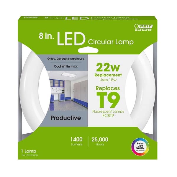 Feit Electric 8 in. 15-Watt (22-Watt Equivalent) T9 Cool White 4100K G10Q Circline LED Light Bulb (4-Pack)