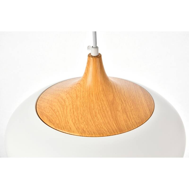 Living District Nora Collection White and Natural Wood Pendant