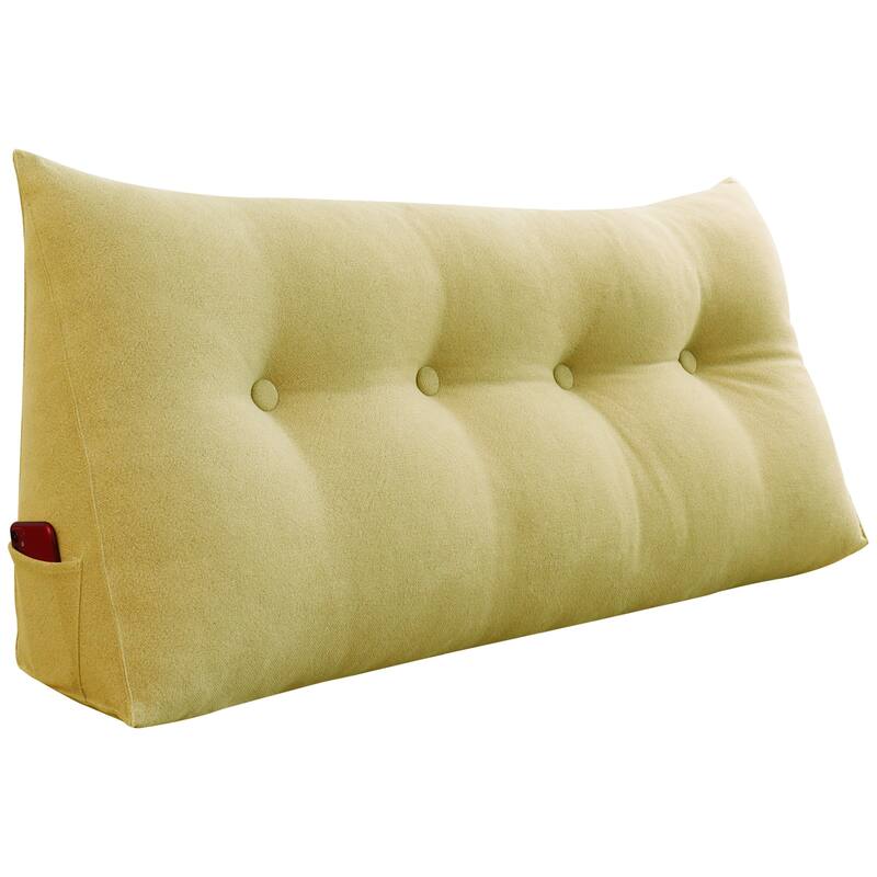 WOWMAX Large Bed Wedge Pillow Headboard Back Support Reading Cushion - Full - Pale Yellow